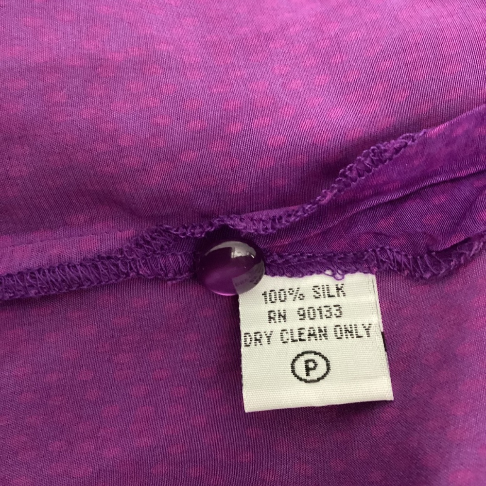 BOB MACKIE WEARABLE ART SIZE L 100% SILK PURPLE BLOUSE BUTTERFLY - Picture 10 of 11